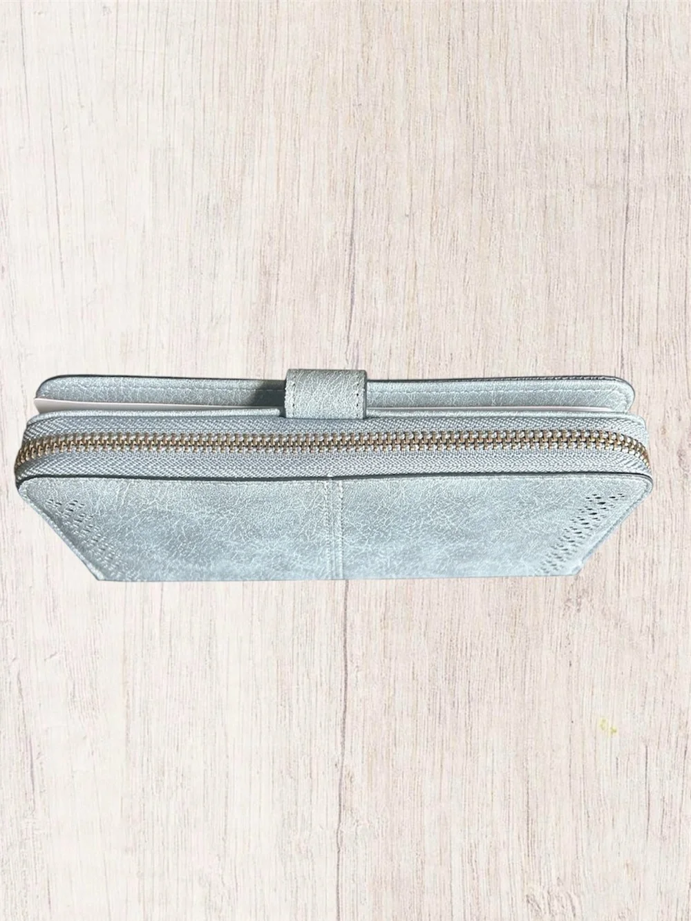 Handcrafted light blue & tan crochet bag and a coordinating light blue wallet